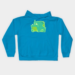 Mint and Turquoise Dinosaur: Vibrant Art Print Kids Hoodie